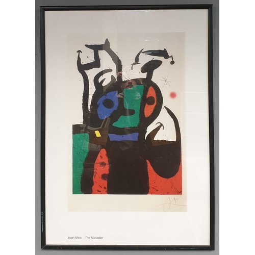 489 - Framed Joan Miró Poster, The Matador H:103 x W:73cm