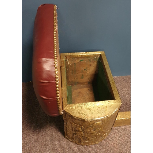 493 - Brass Club Fender with Fitted Coal and Log Boxes, H:38 x W:145 x D:45cm