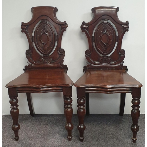 495 - Pair of Victorian Mahogany Hall Chairs