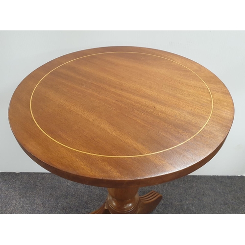 496 - Inlaid Circular Lamp Table on Tripod Leg , H:67 x D:43cm