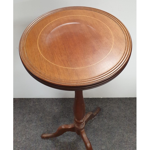 497 - Inlaid Mahogany Plant Stand, H:87 x D:31cm