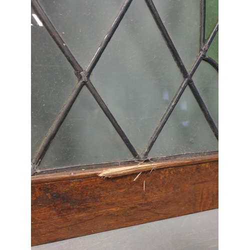 500 - Oak Framed Leaded Glass Panel, H:80 x W:53cm