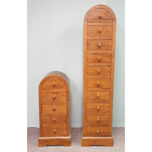 505 - Pair of Arch Top Hardwood Chests, Height 76cm/140cm, width: 34cm x depth: 25cm