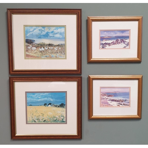 508 - Lot of 2x  Pairs of Framed Prints - Largest: Country Scene H:36 x W:41cm, Smallest Seaside: H:26 x W... 