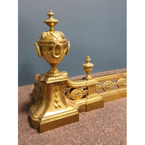 512 - Brass Fender with Decorative Urns, External Length 140cm, internal approx. 130cm long x 13cm deep