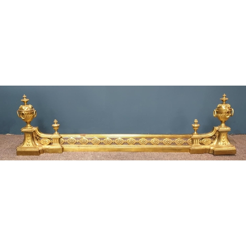 512 - Brass Fender with Decorative Urns, External Length 140cm, internal approx. 130cm long x 13cm deep