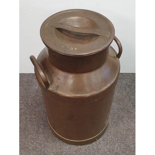 514 - Old Copper Milk Churn, H:52 x D:30cm