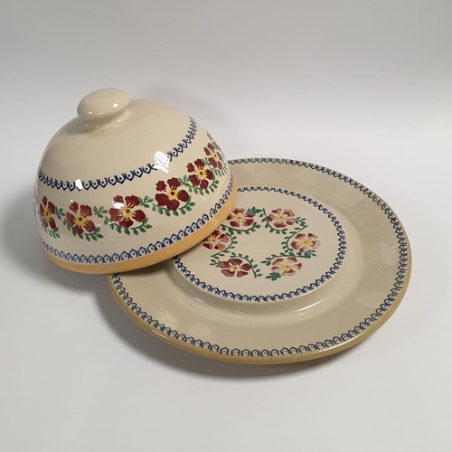 518 - Nicholas Mosse Pottery Cheese Dish, Old Rose Pattern. Diameter 25cm