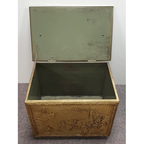 541 - Brass Log Box, H:40 x W:51 x D:34cm