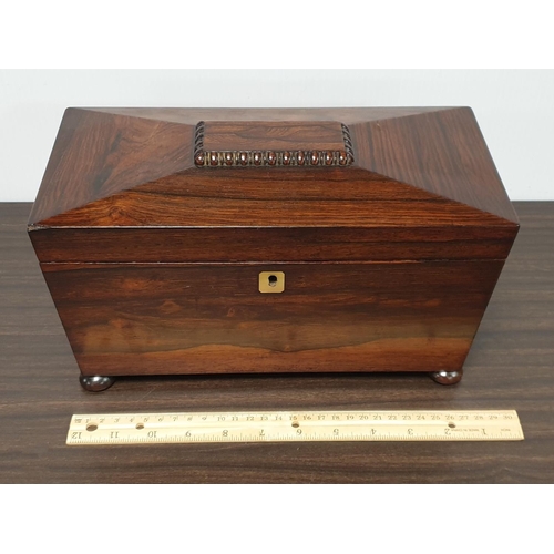 543 - Victorian Rosewood Tea Caddy with Two Compartments