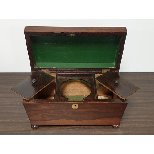 543 - Victorian Rosewood Tea Caddy with Two Compartments