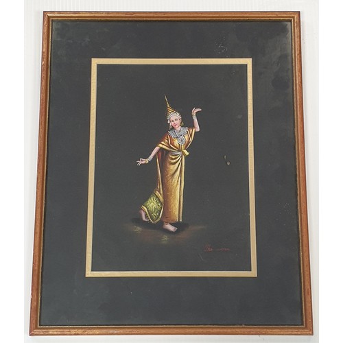 25 - Framed Painting of a Dancer, 45cm high x 38cm wide