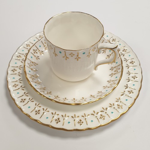 119 - Royal Crown Derby White and Gold and Duck Egg Blue Part Dinner and Tea Service, 40pcs