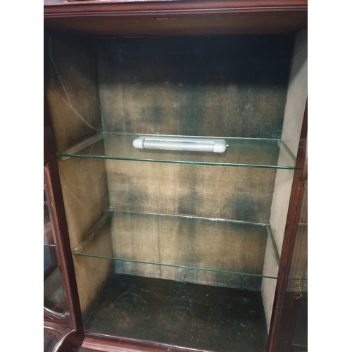 237 - Edwardian Mahogany Display Cabinet with complete with glass internal shelves Mirror Back   H:186 x W... 