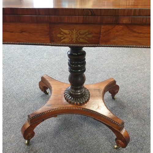 276 - Regency Rosewood Card Table with Brass Inlay