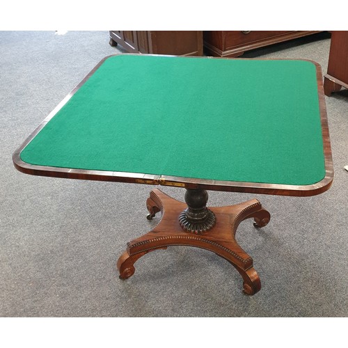 276 - Regency Rosewood Card Table with Brass Inlay