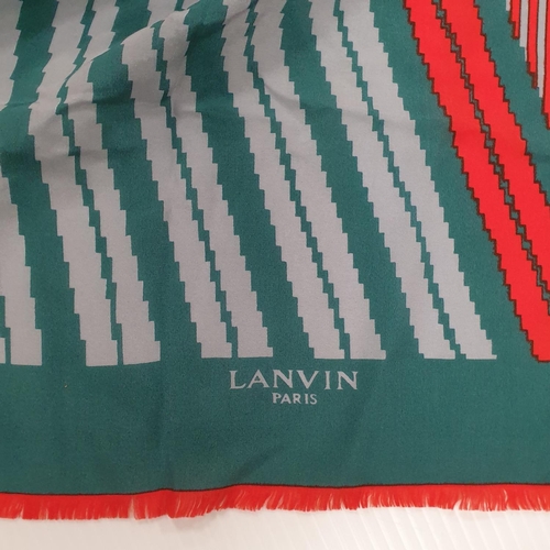 598 - Lanvin Silk Scarf, Red/Green and Grey Colourway L:135x W:40cm