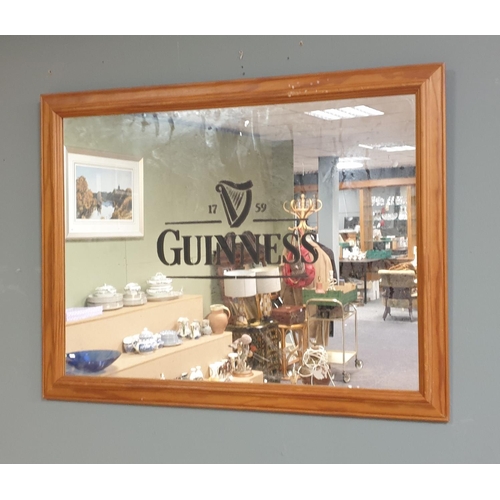 642 - Guinness Mirror in Pine Frame, H:54 x W:69cm