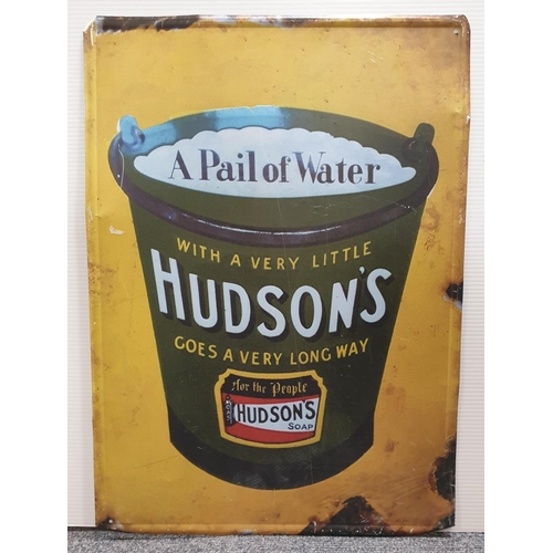 643 - Reproduction Tin Advertising Sign Hudson's , H:70 x W:50cm