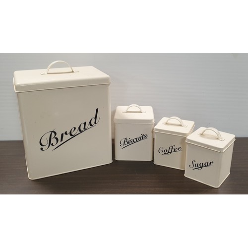 636 - Cream Tin Bread Bin, Biscuits, Coffee & Sugar