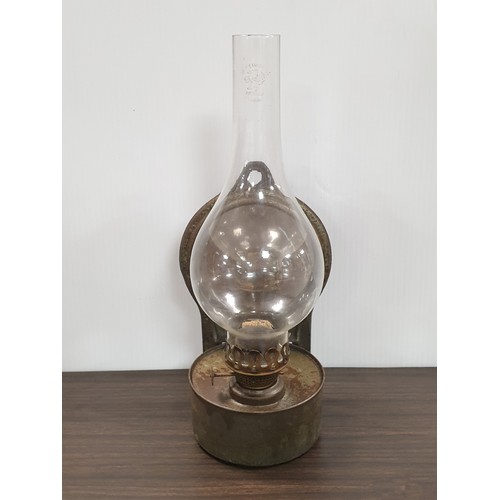 644 - Antique Wall Mounted Oil Lamp with Mirror