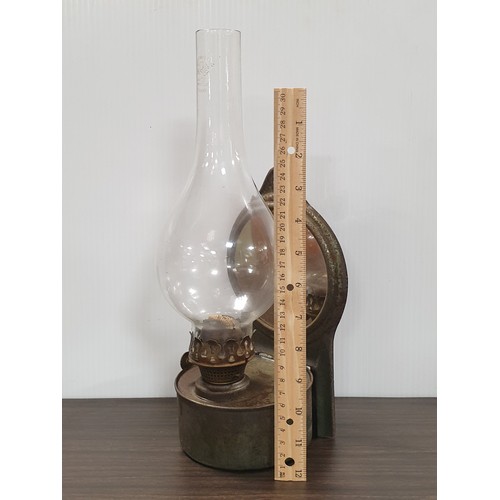 644 - Antique Wall Mounted Oil Lamp with Mirror