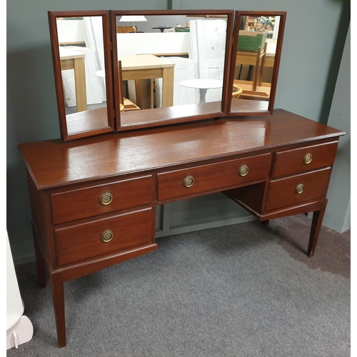 659 - Mahogany Dressing Table with Triple Butterfly Mirror, H:131 x W:150 x D:47cm