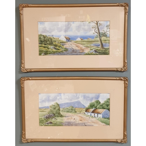 662 - Pair of Framed Watercolours Signed W. Ferris, H:36 x W:56cm