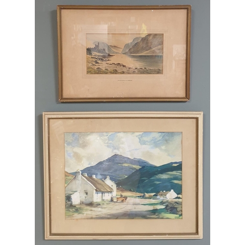 663 - Framed Watercolour by Tom W. Irwin (H:33 x W:45cm) and Framed Print After Frank Sherwin (H:45 x W:55... 