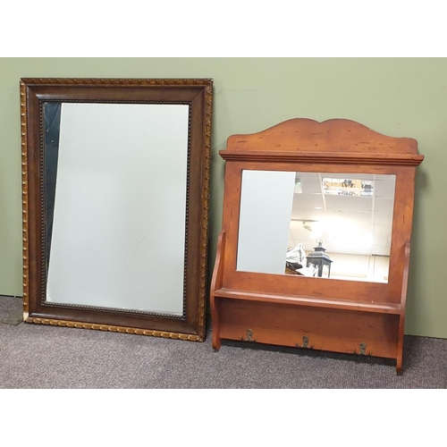 687 - Framed  Wall Mirror and Framed Hall Mirror/Coat Stand - Mirror  H:80 x W:63cm