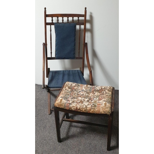 690 - Vintage Folding Chair and Dressing Table Stool