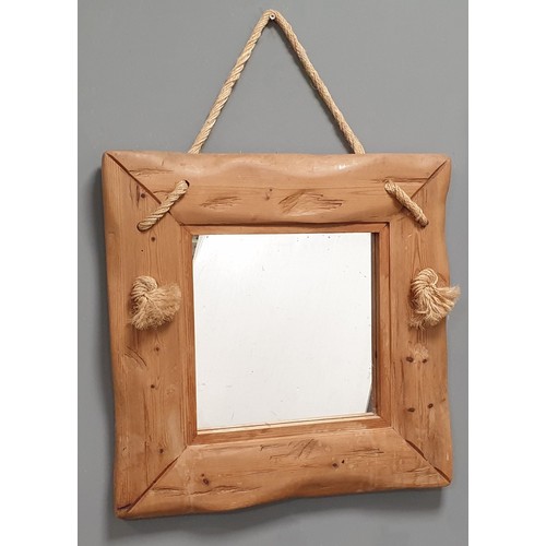 684 - Wooden Framed Rope Wall Mirror (H:63 x W:63cm)