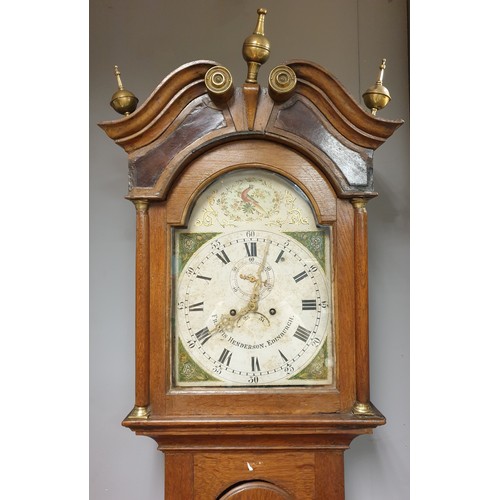 797 - Oak Case Grandfather Clock with Pendulum and Weights