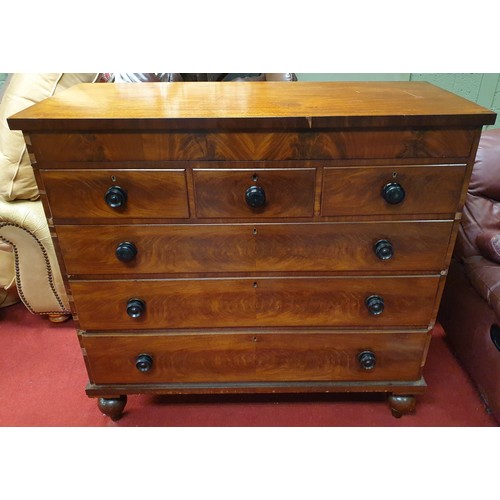 108 - Victorian Mahogany Three over Three Drawer Chest W: 12cm x D: 54cm x W: 126cm