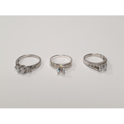 814 - Lot of 3x Sliver and CZ Rings Sizes M, N &  P