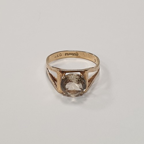 816 - 9ct Gold and Quartz Ring,  Size M (Birmingham 1979)