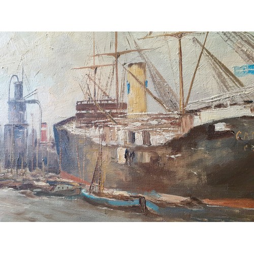 68 - Framed Oil on Canvas of a Harbour Scene  Signed G.J Bassant, H:67 x W:87cm