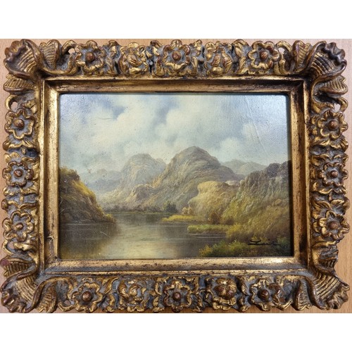 47 - Two Small Gilt Framed Oil on Board Paintings - Signed, 20x26cm and 18x24cm