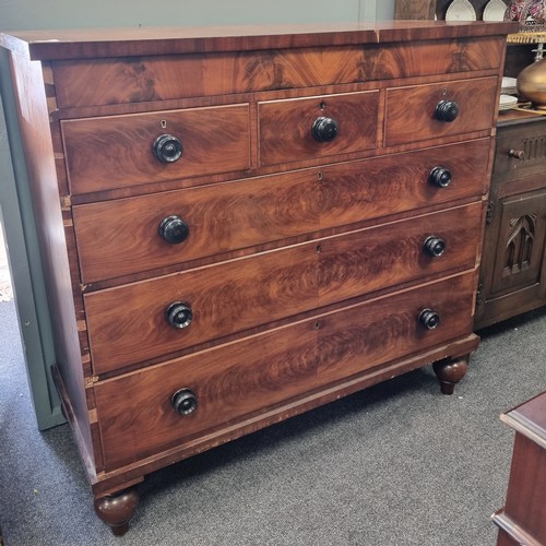 108 - Victorian Mahogany Three over Three Drawer Chest W: 12cm x D: 54cm x W: 126cm