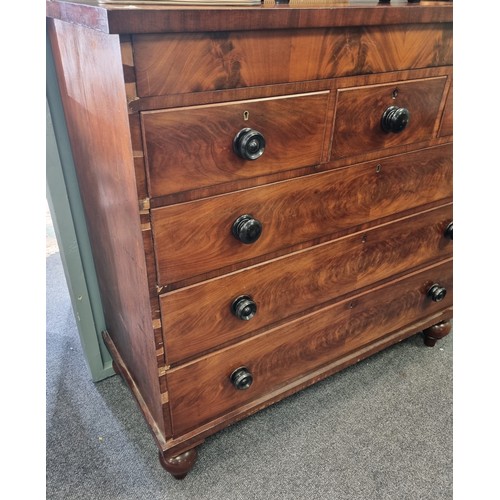 108 - Victorian Mahogany Three over Three Drawer Chest W: 12cm x D: 54cm x W: 126cm