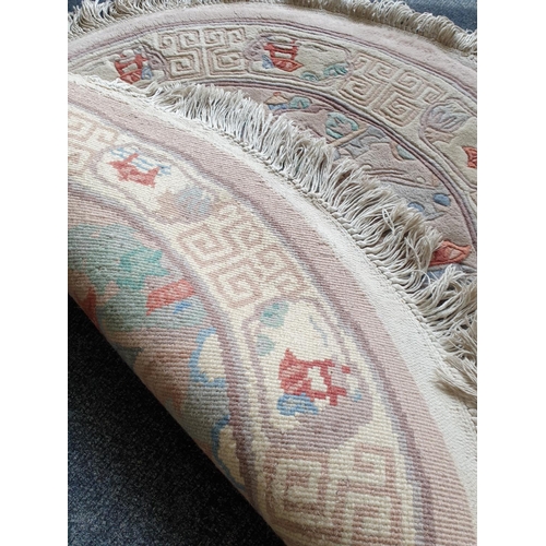 4 - Circular Wool Embossed Rug, Cream/Pink Tones -  diameter 100cm