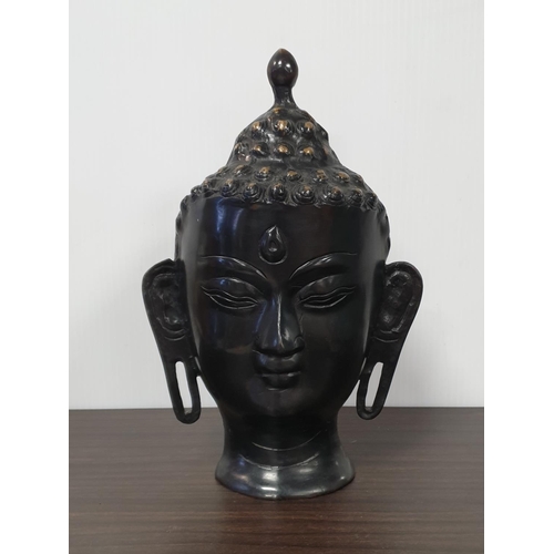 15 - Bronzed Effect Buddha head, height 28cm