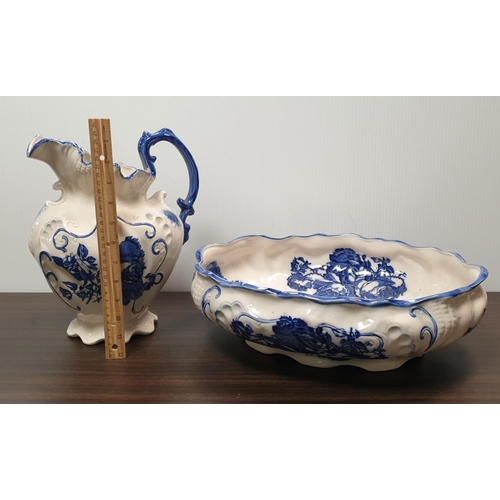 16 - Staffordshire ironstone basin (H:12 x W:41 x D:33cm) and ewer (Height 28cm)