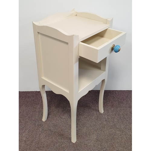 23 - Pair of Painted Bedside Lockers with blue handles, H:72 x W:34 x D:29cm