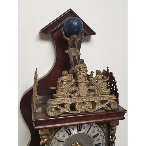 37 - Dutch Wall clock with brass weights and pendulum