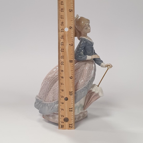 44 - Lladro Porcelain Figure Girl with Umbrella , height 18cm