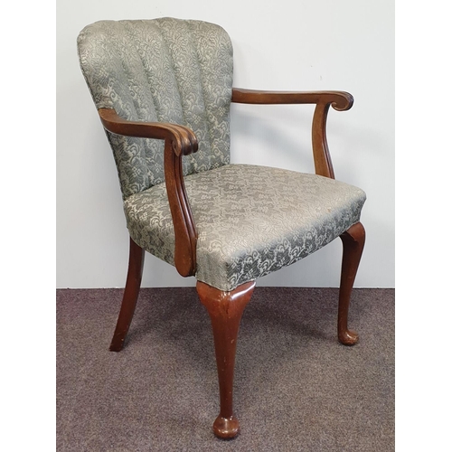 64 - Green Upholstered Armchair - H: 85cm x W: 61cm x D: 61cm
