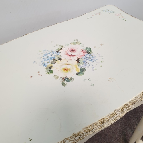 66 - Painted nest of three tables, H:54 x W:56 x D:35cm