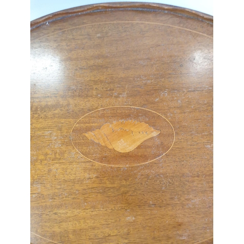 84 - Inlaid mahogany oval Occasional table, H:64 x W:56 x D:40cm