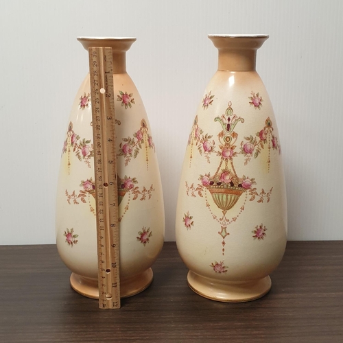 85 - Pair of Crown Devon Baluster Vases, Height 33cm